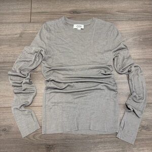 COS Gray Long Sleeve Top - crewneck with thumbholes